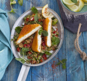 Salade de boulgour au fromage de brebis pané