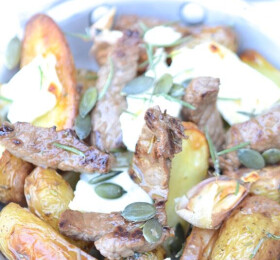 Boeuf mariné et pomme de terre au fromage de brebis