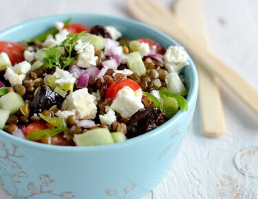 Salade de lentilles au fromage de brebis