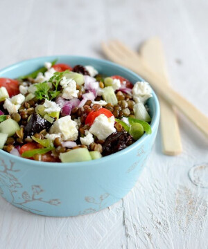 Salade de lentilles au fromage de brebis