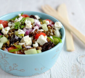Salade de lentilles au fromage de brebis