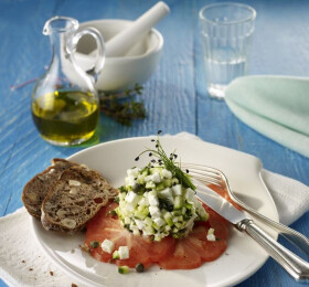 Tartare de légumes au fromage de brebis