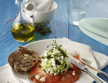 Tartare de légumes au fromage de brebis